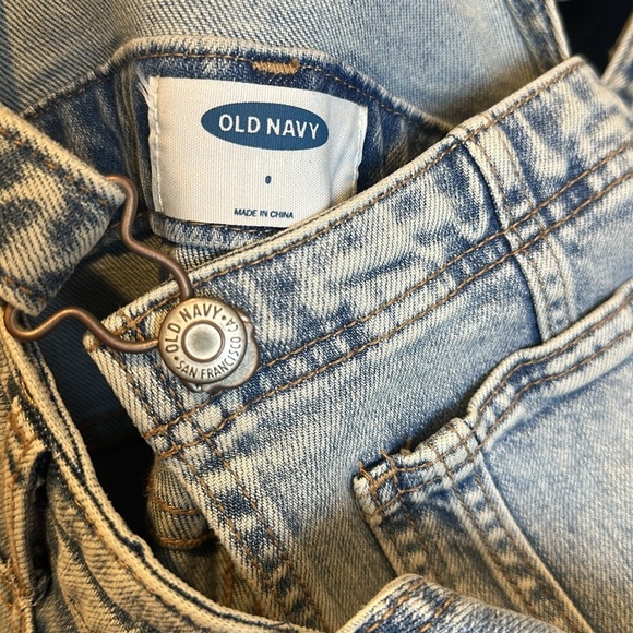 Old Navy blue denim straight leg overalls size 0 - Picture 2 of 3